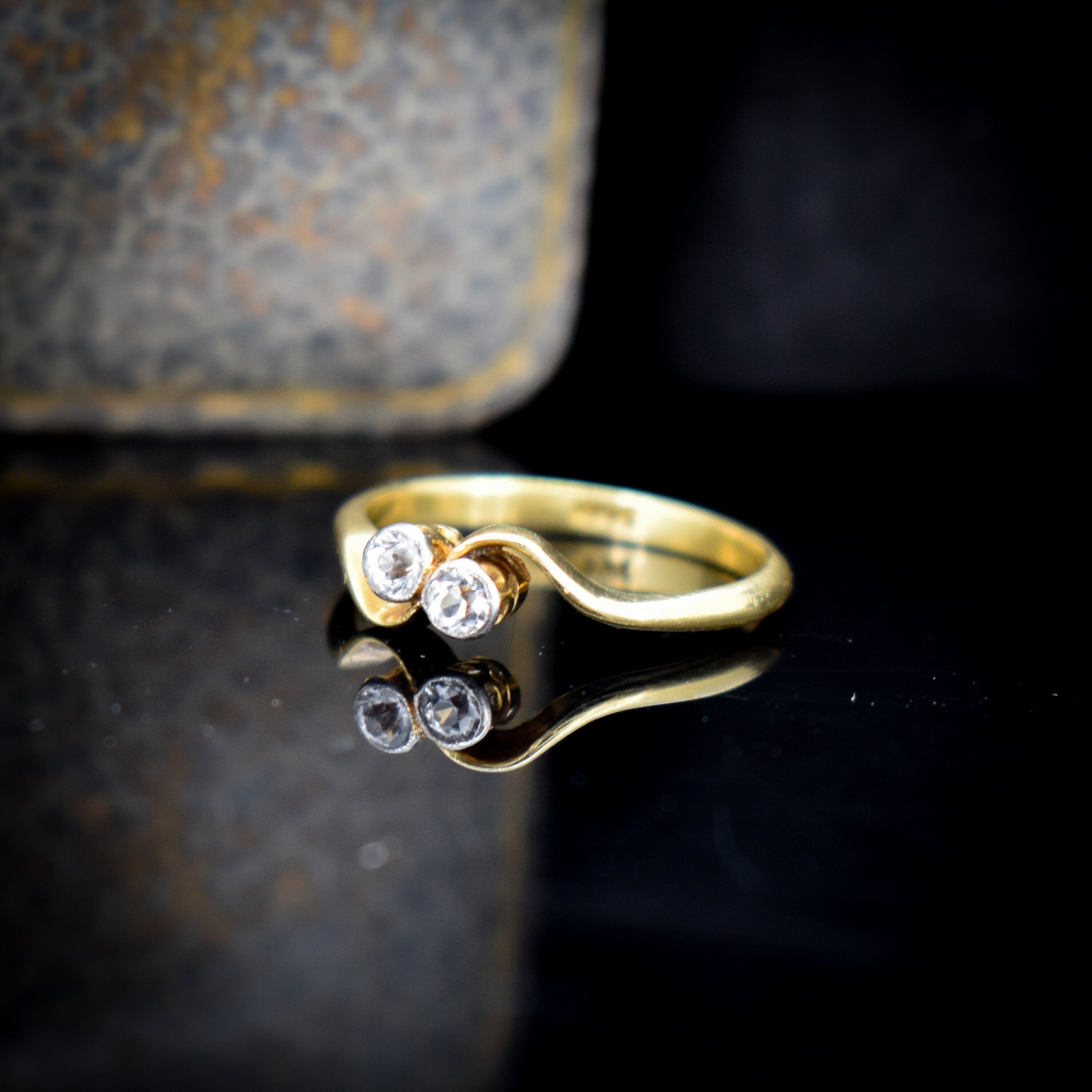 Antique 18k White Gold .55ct Diamond Sapphire Art Deco Engagement Ring -  Ruby Lane